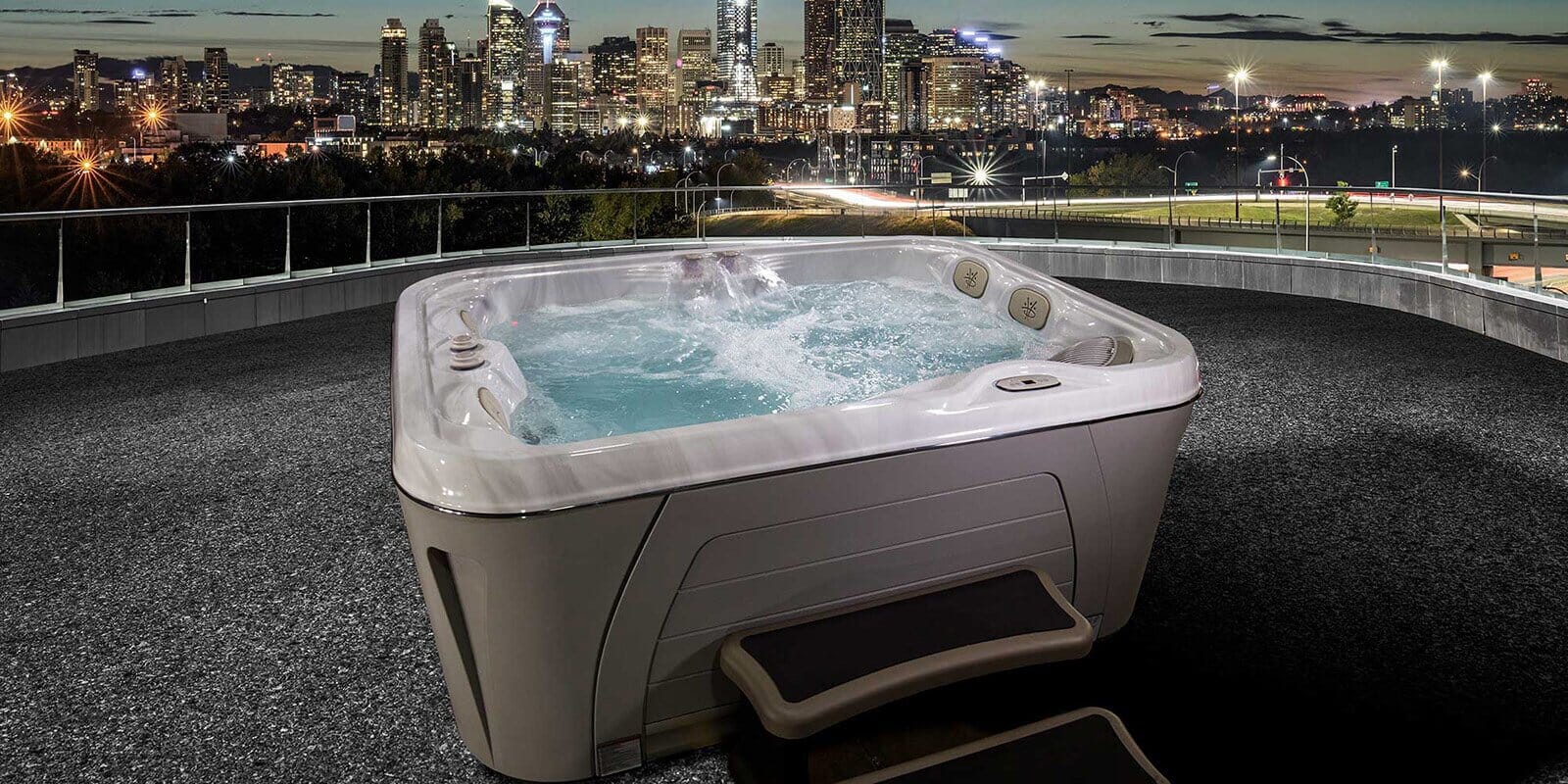 Hydropool Serenity 4300 — 3-4 person hot tub with a lounger, compact footprint