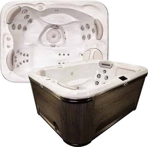 Hydropool Signature 379 Gold hot tub — 3 seats with a lounger, compact footprint