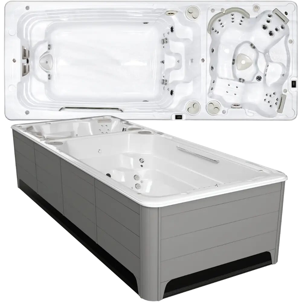 Hydropool AquaSport 19DTAX — 19ft dual-temperature swim area plus 5-seat hot tub