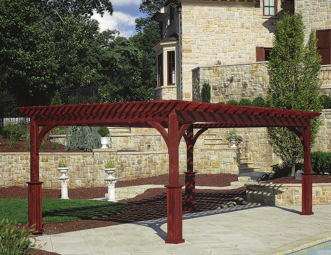 Stained Elegant Wood pergola in mahogany