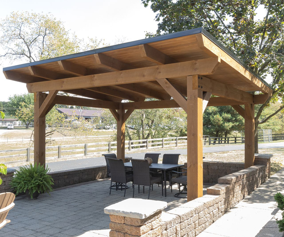 Berlin Gardens Norwood pavilion in white pine with cedartone stain