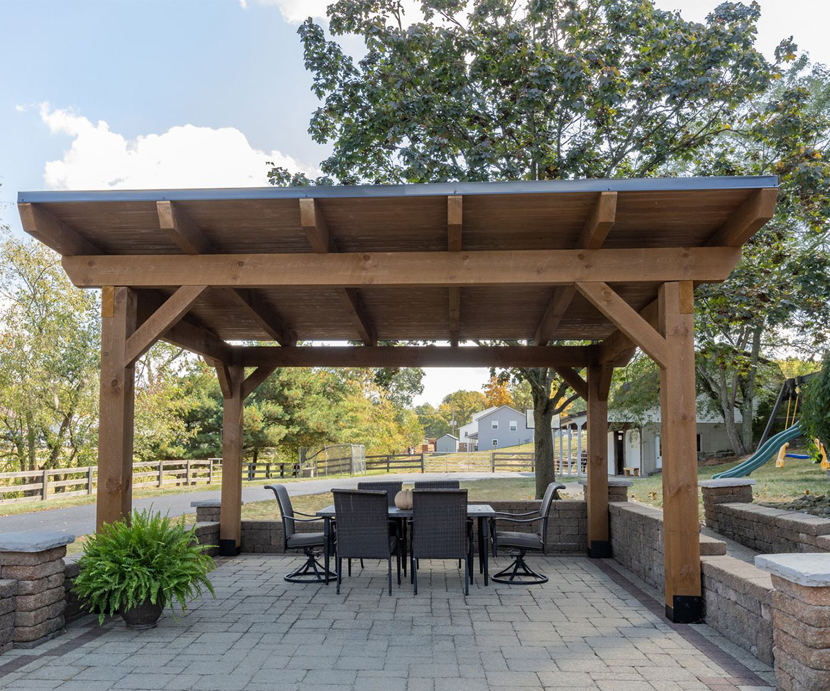 Berlin Gardens Norwood pavilion in cedartone, alternate angle